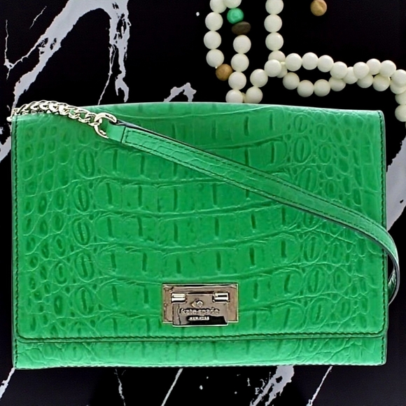 kate spade Handbags - Kate Spade Kelly Green Grant Street Nadine Croc Embossed Crossbody Bag